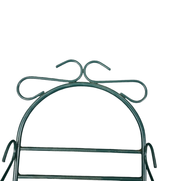 Pair of Metal Wall Hanging Shelves Green Metal Wood Base Hooks On Bottom 12x7x6 - Picture 6 of 7